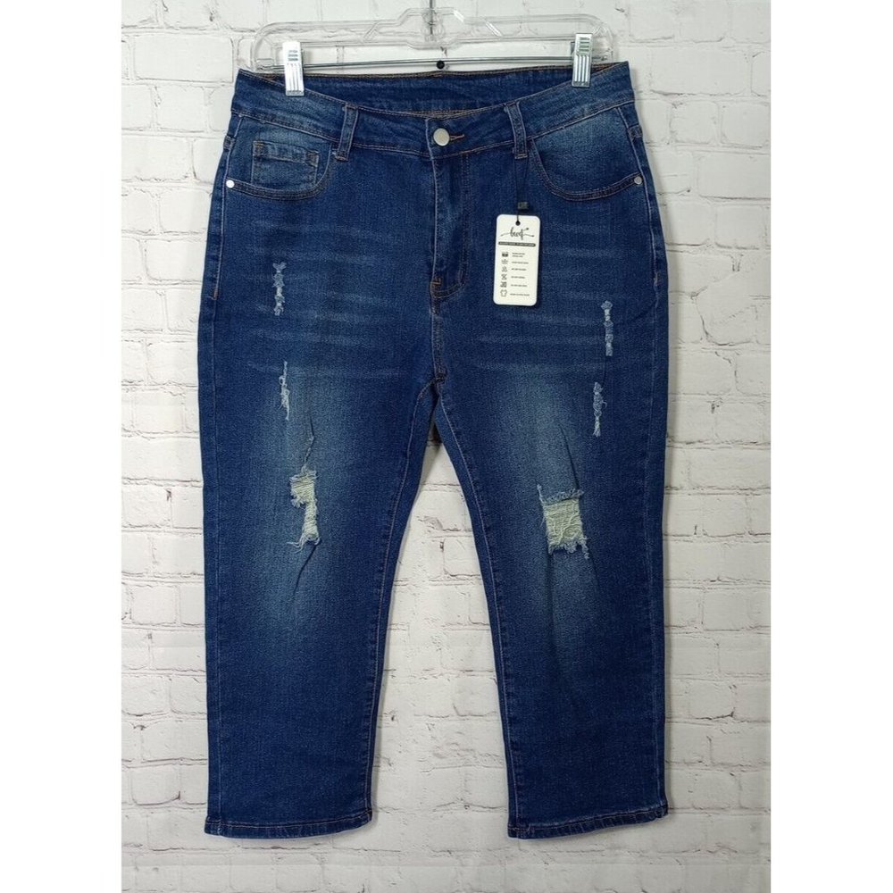 BWQ Jeans for Women Size 31 High Waist Stretchy Capris Leg Mom Jeans